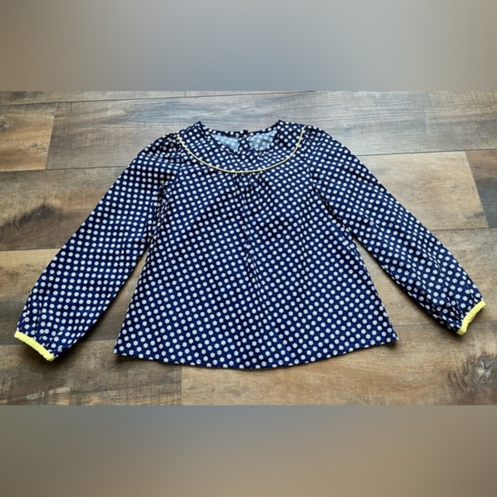 Gymboree Navy Shirt with Ditsy Daisies (Size 10) Spring Top Long‎ Sleeve top EUC